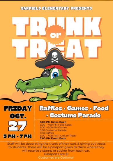 Trunk-or-Treat on Friday, October 27th 5:00 pm - 7:00 pm